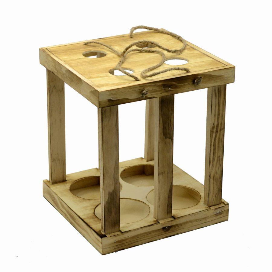 Portabottiglie Vino Legno Rustico 22,2x22,3x25,5 cm
