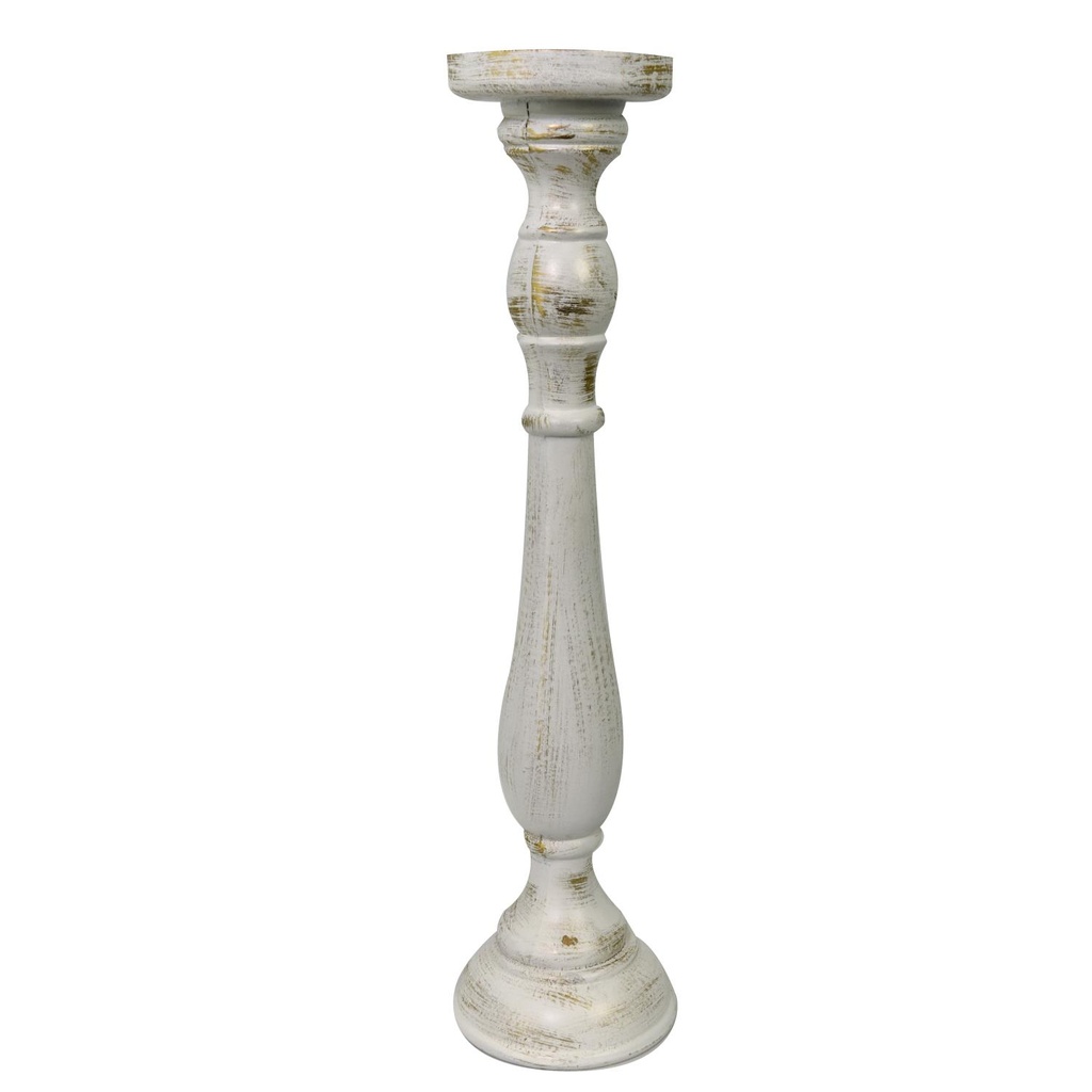 Portacandele candelabro legno bianco ø11,5x47 cm