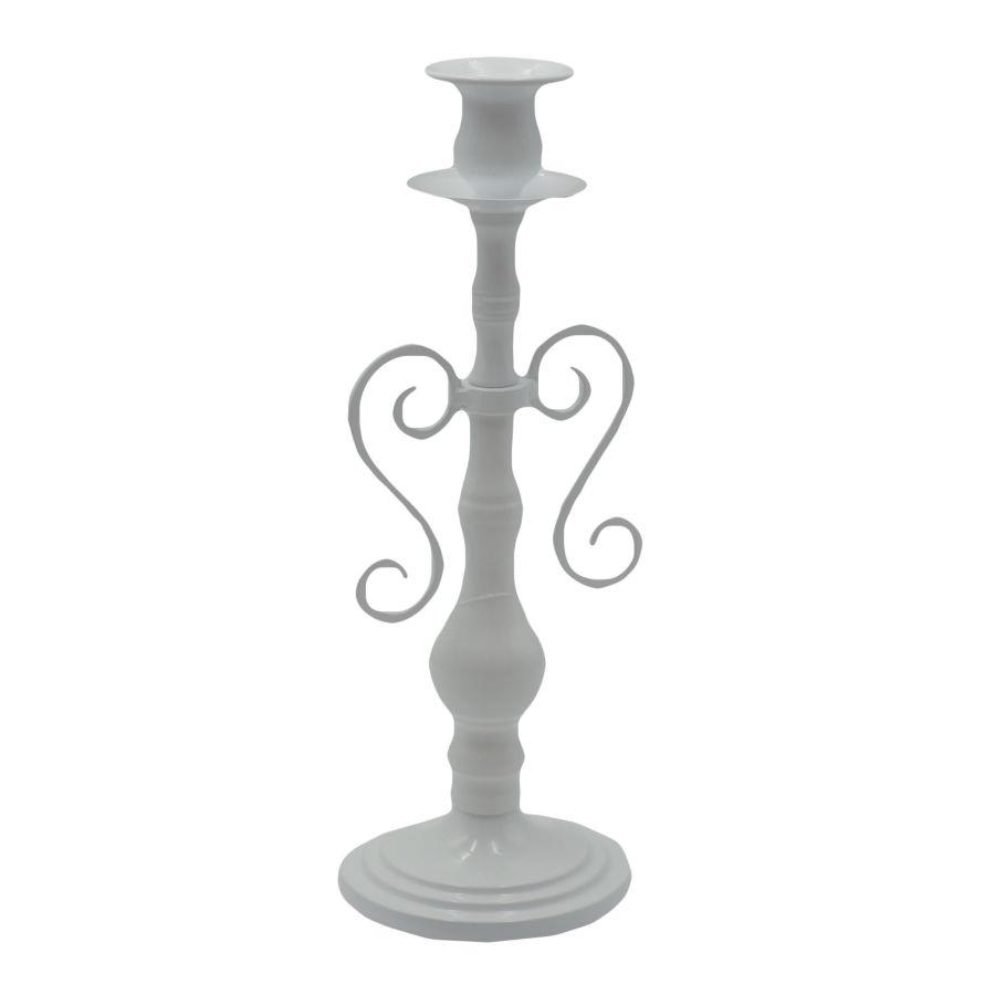 Portacandele candelabro metallo bianco 1 posto 12x11x30,5 cm