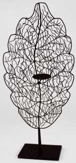 Portacandele in ferro scuro foglia, 38 x 21 x 82 cm