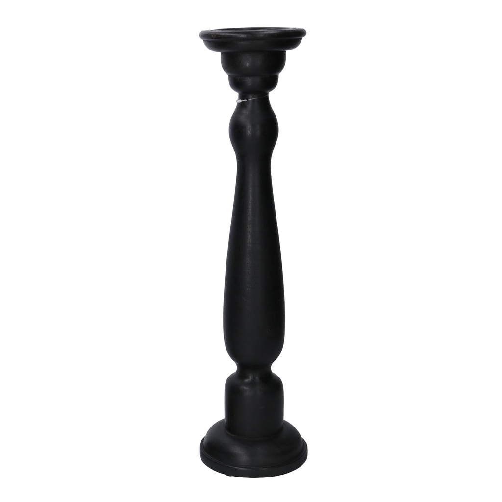 Portacandele in legno nero 50x13x13 cm