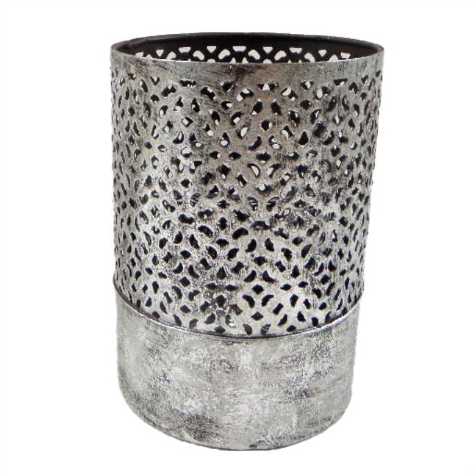 Portacandele in metallo argento 9x12 cm