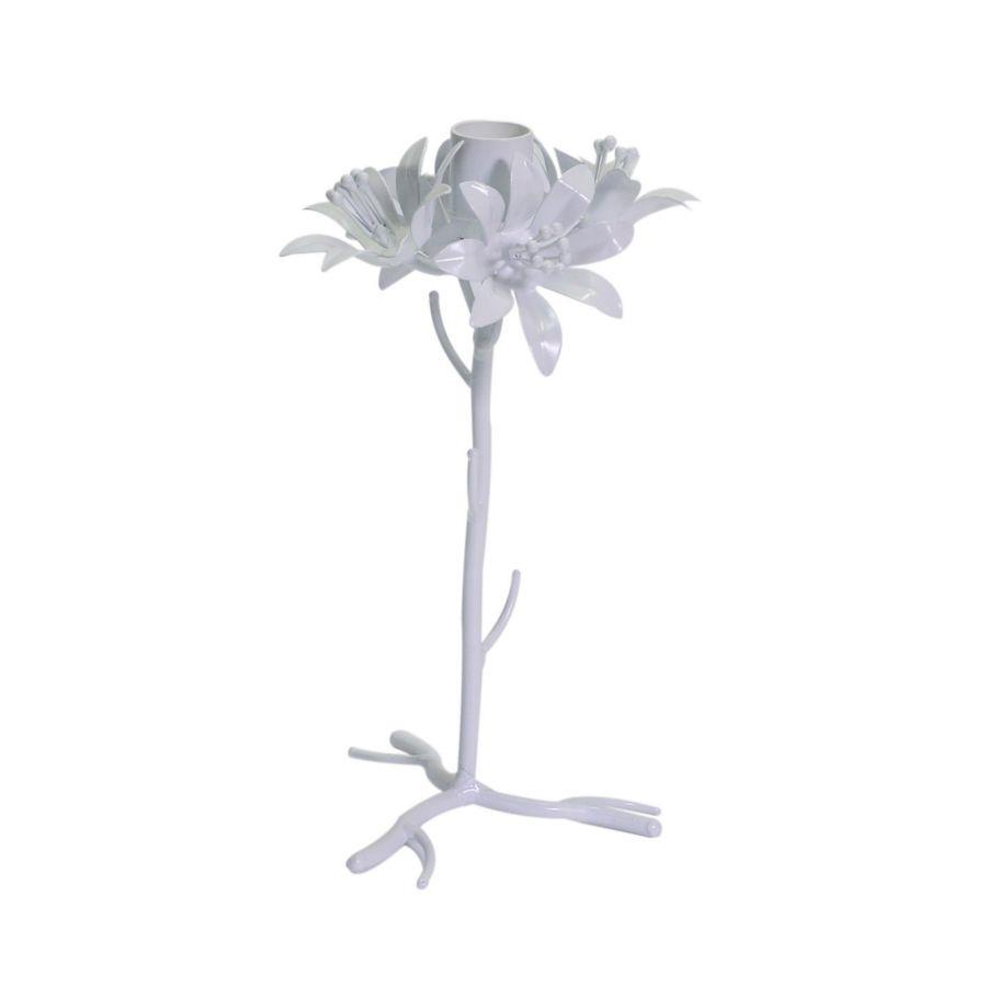 Portacandele Metallo Bianco Fiore 12x12x22 cm