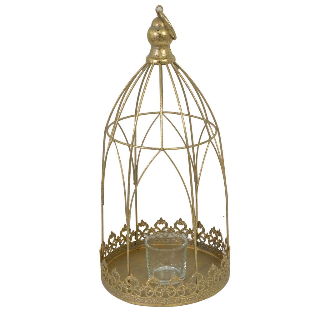 Portacandele in metallo oro ø13x30 cm