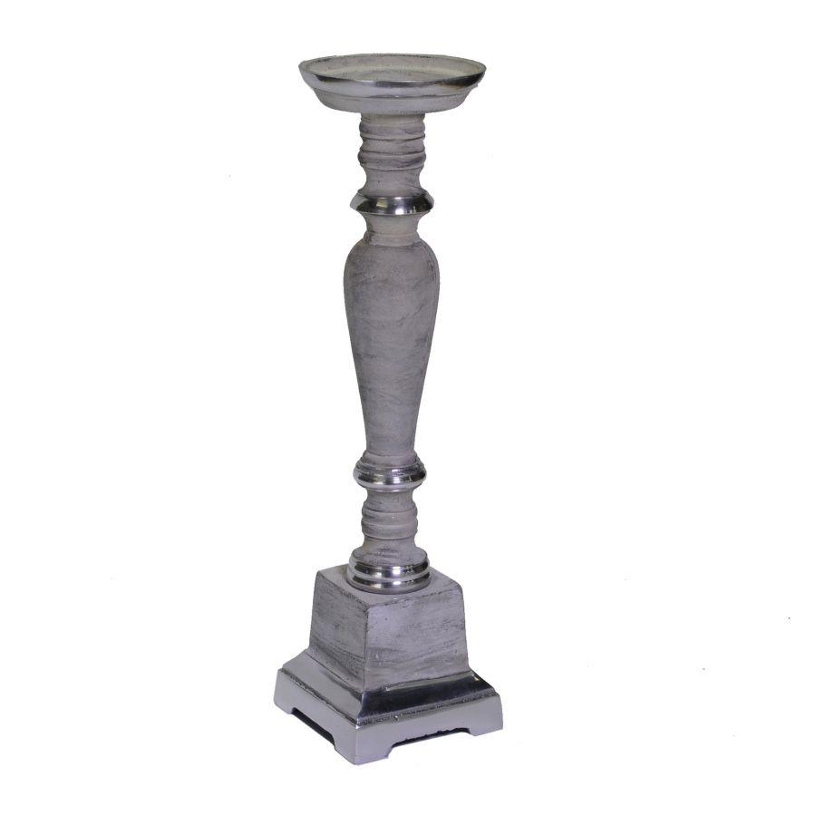 Portacandele sbiancato quadro in metallo 1 pezzo 11x11x44 cm