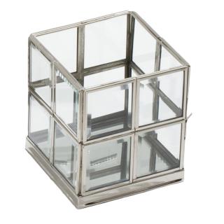 Portacandele Argento 10x10x12 cm con 16 Vetri