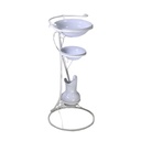 Portacatino in metallo con ceramica crema - 39,5 x 47 x 85 cm