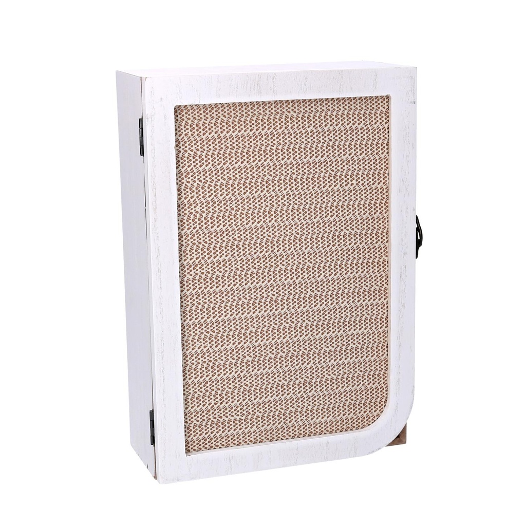 Portachiavi in legno bianco rettangolare con 3 ganci - 20x9,5x29 cm