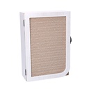 Portachiavi in legno bianco rettangolare con 3 ganci - 20x9,5x29 cm