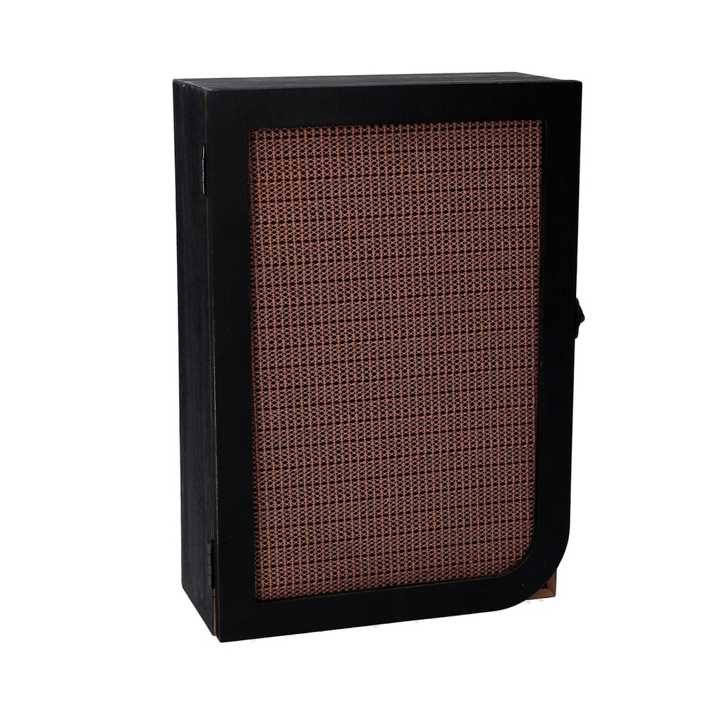 Portachiavi in legno nero rettangolare con 3 ganci - 20x9,5x29 cm