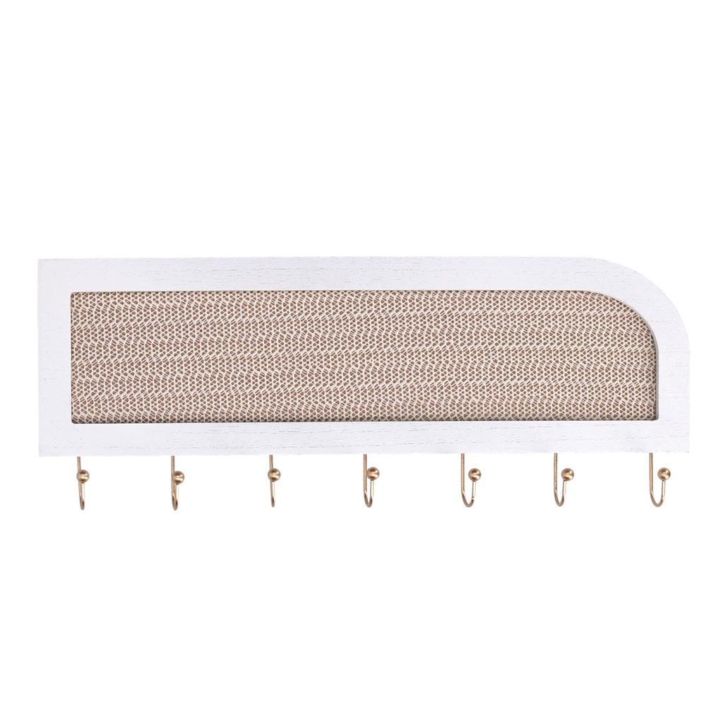 Portachiavi legno bianco rettangolare 40x2,5x16,5 cm
