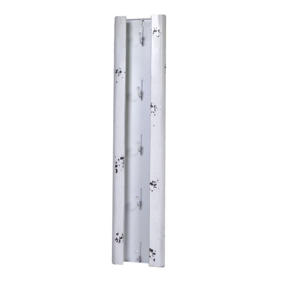 Portachiavi in metallo bianco con 5 posti - 15x5x70 cm