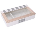 Portacialde in legno con 2 scomparti, bianco grigio rettangolare 27x16x5,5 cm