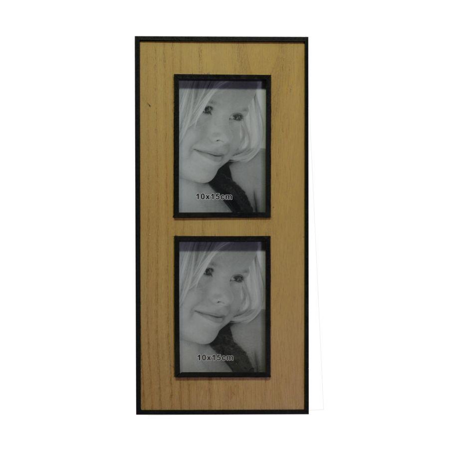 Cornice foto da parete in legno Budapest multiplo 2p rettangolare cm40,5x18,5x1,5