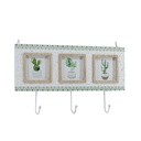 Portafoto multiplo a forma di cactus in legno da parete con appendino, 3 posti, 34x19,5x3,5 cm