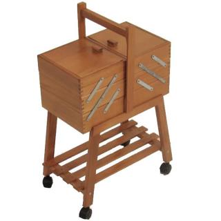Banco da lavoro n.20 noce cm34xh47-57x20 con ruote in faggio made in Italy
