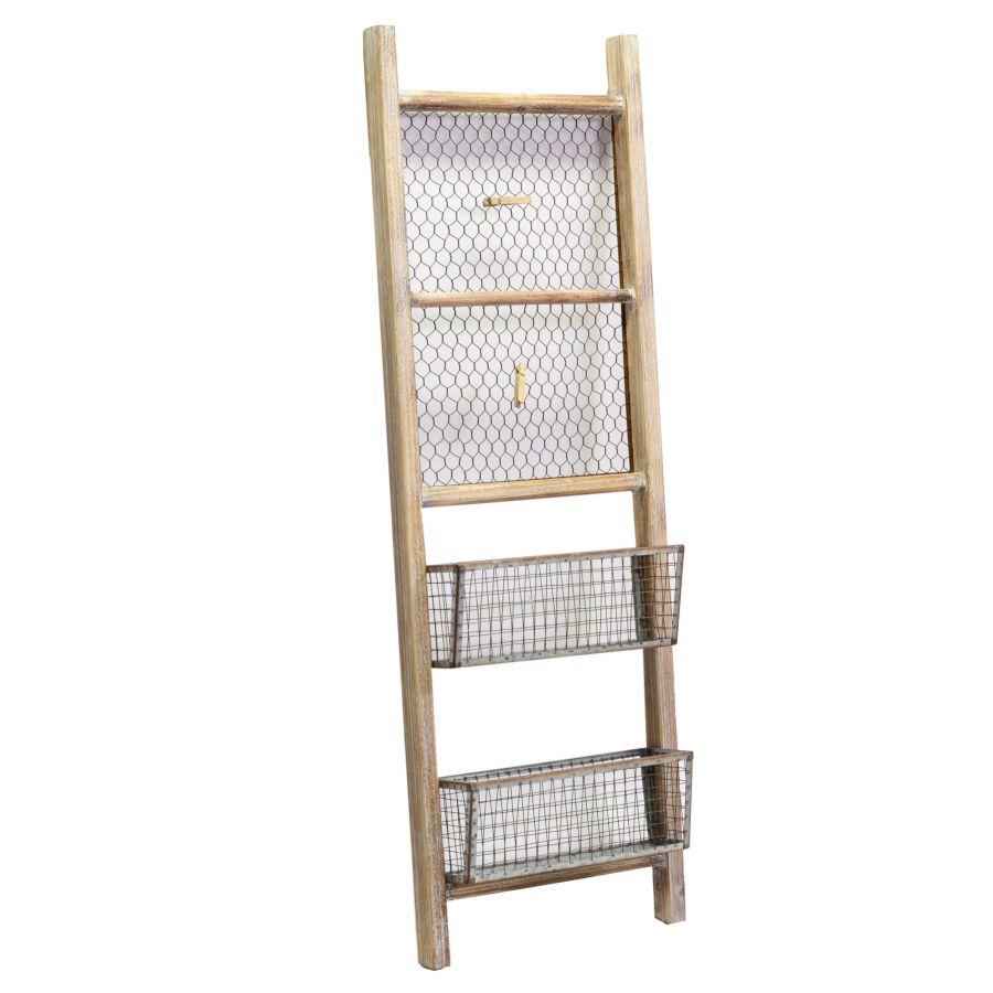 Portamemo in legno con portatutto, 2 cassetti rettangolari 30,5x10h91,5 cm