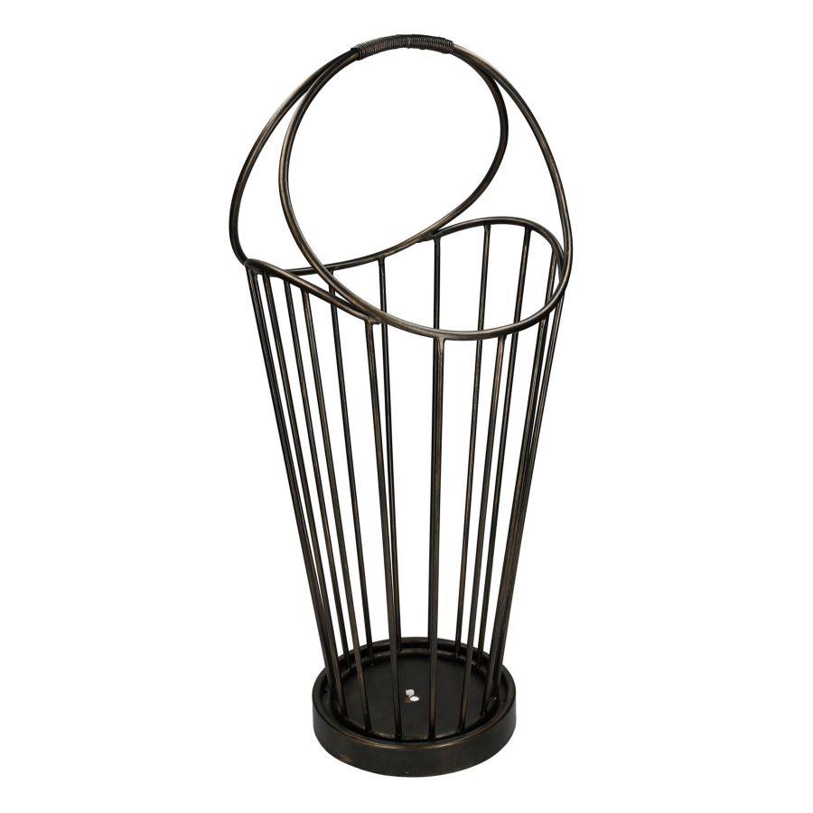 Portaombrelli in metallo bronzo scuro tondo 32x30 cm, altezza regolabile da 52 a 70 cm