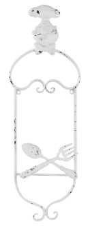 Portapiatti in ferro bianco piccolo - 19,5 x 5,5 x 56,5 cm