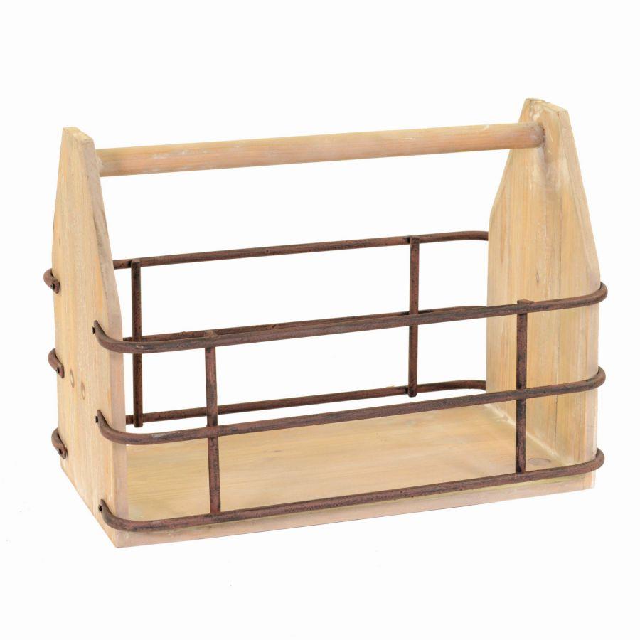 Portariviste rettangolare in legno e metallo - 41x25x30 cm
