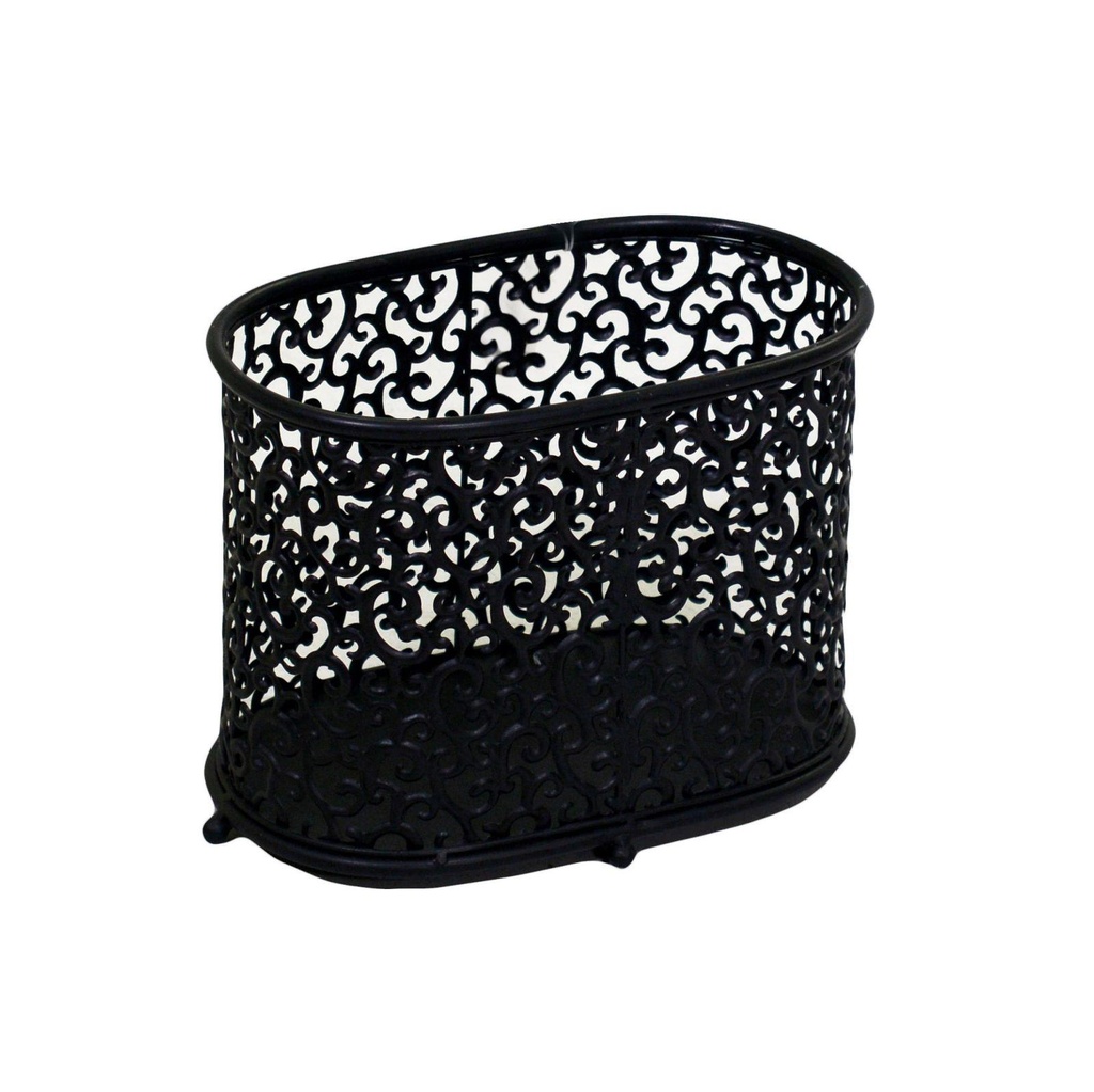 Portariviste in metallo nero a forma di riccioli ovale 34x20x26 cm