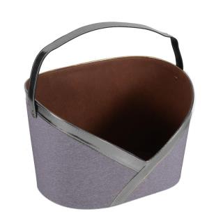 Portariviste in tessuto grigio e argento con manico, misure 37x25x9/22,5 cm