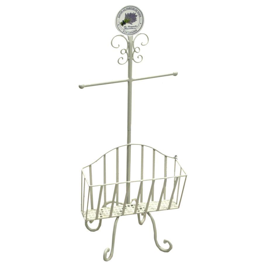 Portarotolo a stelo metallo lavanda con portariviste 34x20h84,5 cm