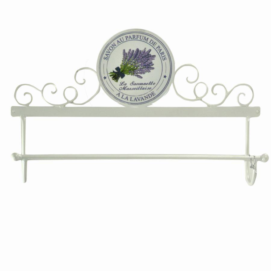 Portasciugamani a muro in metallo lavanda bianco 48x8h24,50