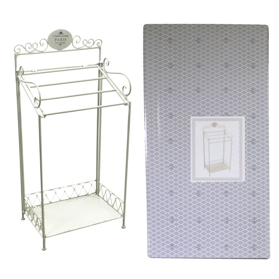 Portasciugamani in metallo bianco, dimensioni: 47x31x98,5 cm