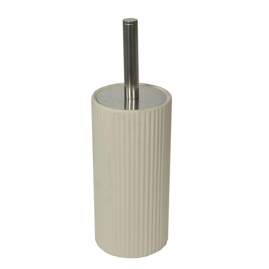 Portascopino ceramica bianco righe tondo 10,5x22/32 cm