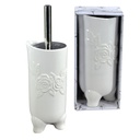 Portascopino in Ceramica Bianco Rose, Dimensioni 10x24x34 cm