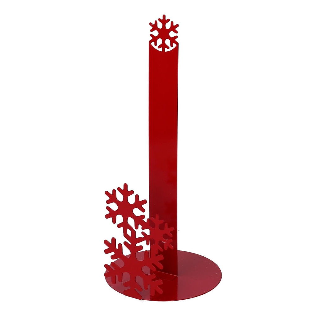 Portascottex metallo fiocco neve rosso tondo ø15x33 cm