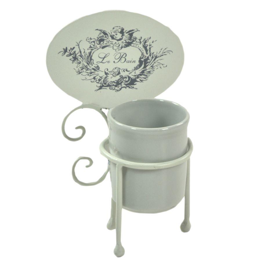 Portaspazzolini in Metallo Ceramica Le Bain Bianco 13,3x12h22,5 cm