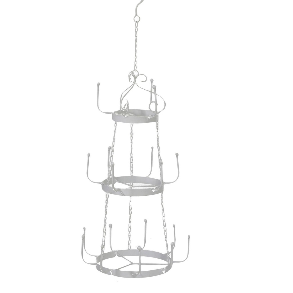 Portatazze in ferro bianco a 3 piani da appendere - Dimensioni: 30x74,5 cm