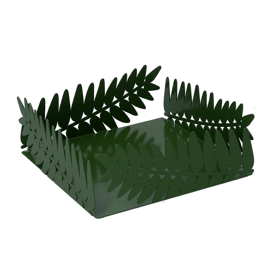 Portatovaglioli foglia alloro verde scuro rettangolare 16,5x16,5x6,5 cm