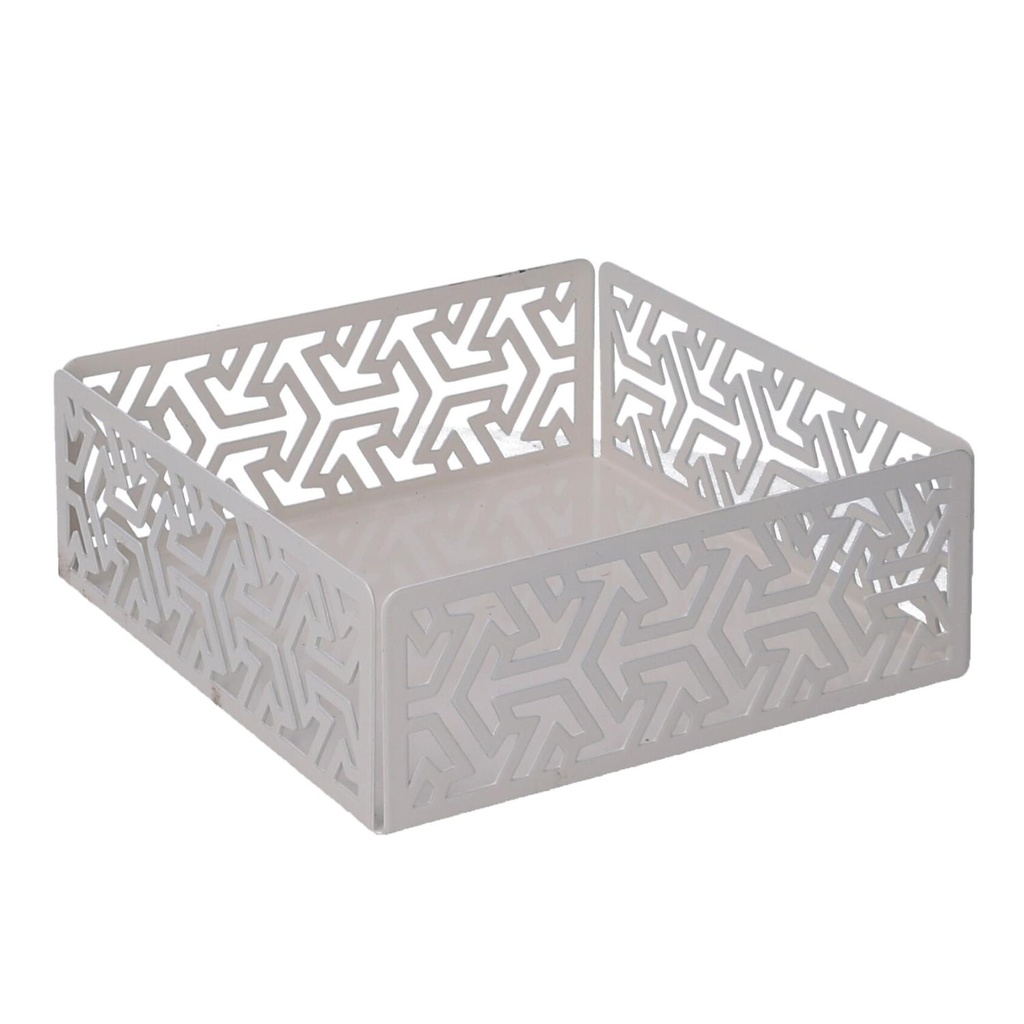 Portatovaglioli metallo frecce bianco quadrato 16,5x16,5x5,5 cm