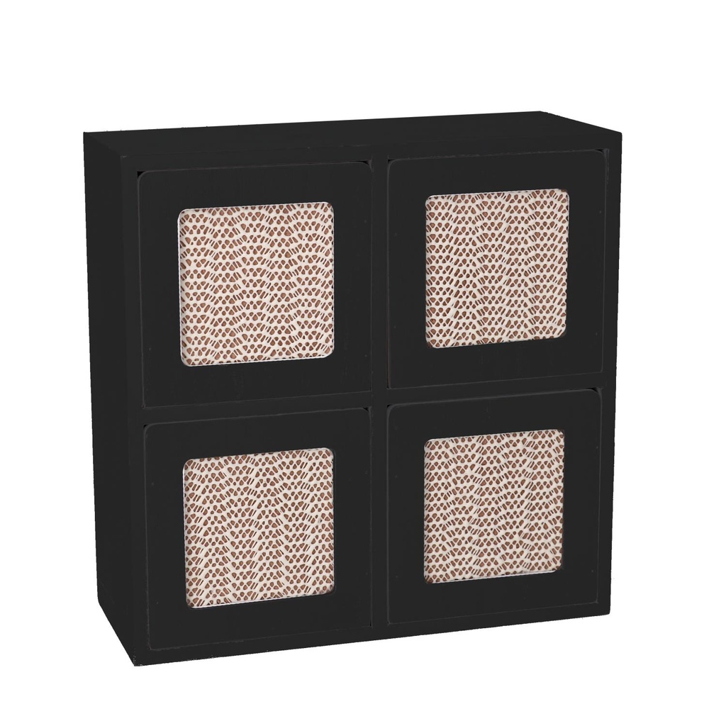 Portatutto in legno nero quadro 20x8x20 cm