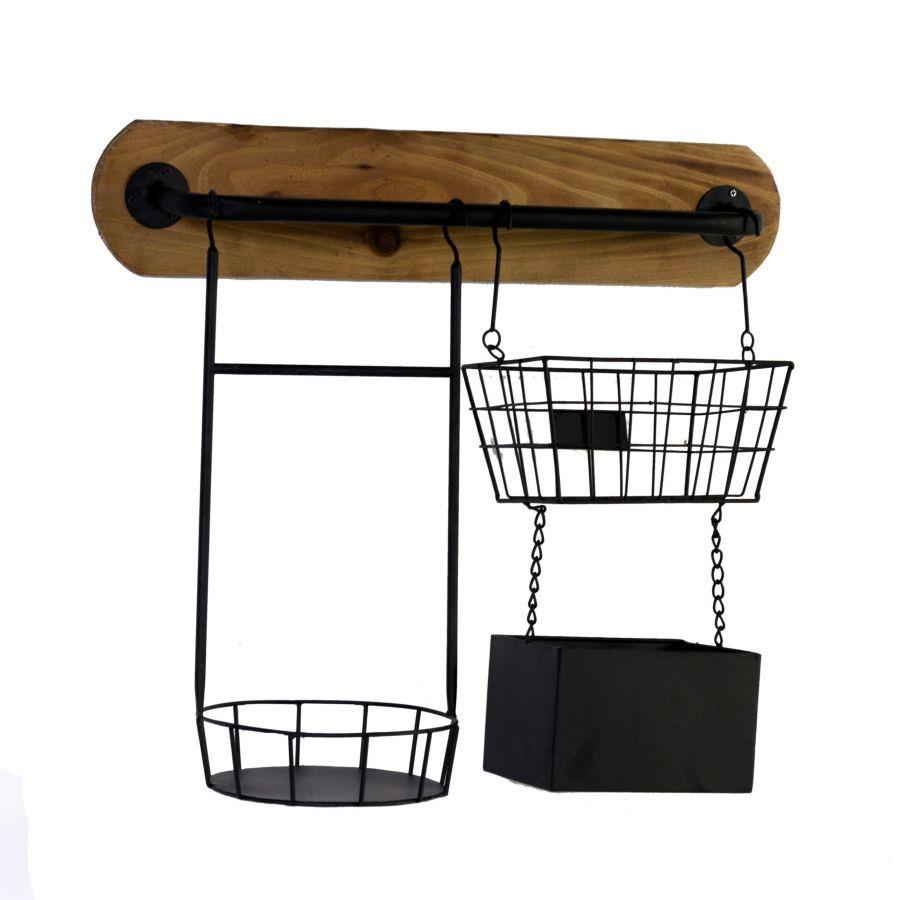 Portatutto in metallo nero 2p cm57x20h49