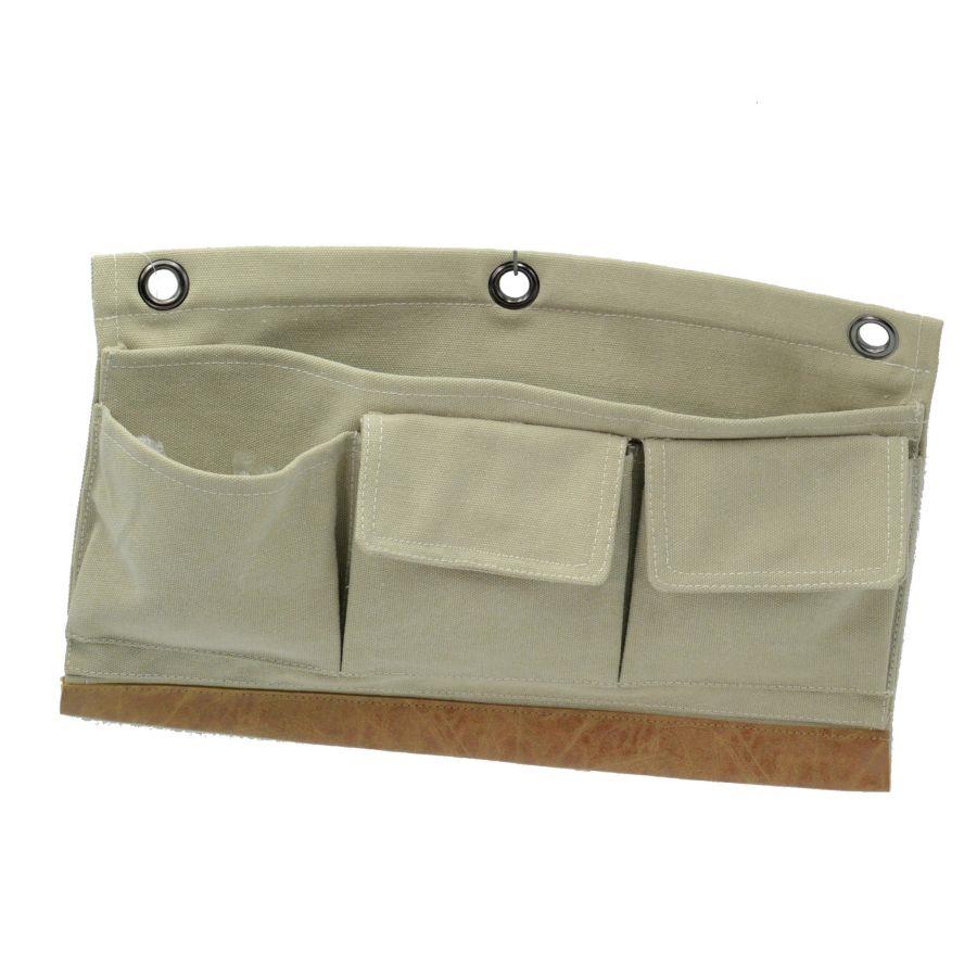 Portatutto in tessuto crema con 3 tasche - 38x24,5x5 cm