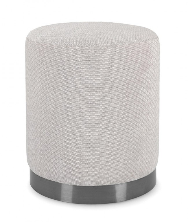 Pouf Ernestine Grigio Chiaro in Poliestere con Struttura in Legno di Pino e MDF