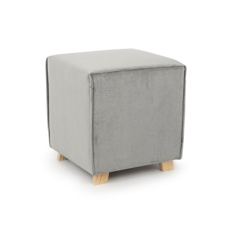 Pouf in velluto vintage Grigio Chiaro ADELINE 40x40x h44 cm
