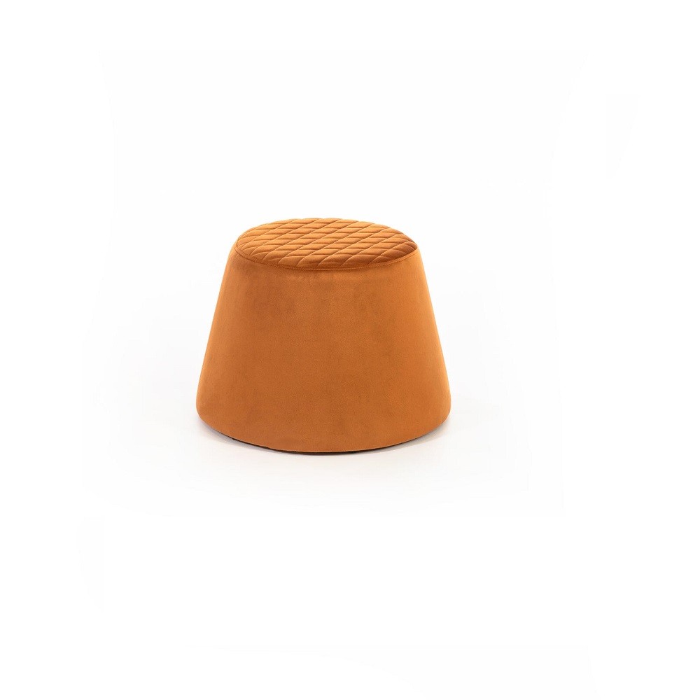 Pouf in velluto arancione con struttura in metallo, 46,5 x 46,5 x 33 cm
