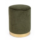 Pouf verde effetto velluto con fascia oro 35x40 cm
