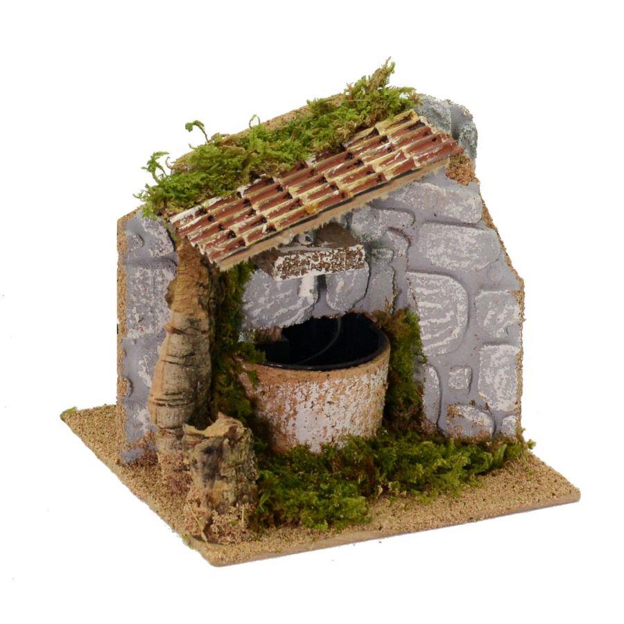 Presepe con fontana elettrica 14,5x14,5x15 cm