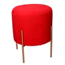 Puff Contenitore Tessuto Rosso con Gambe 40x40x51 cm
