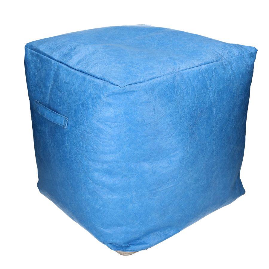 Puff cellulosa azzurro quadro 40x40x40 cm