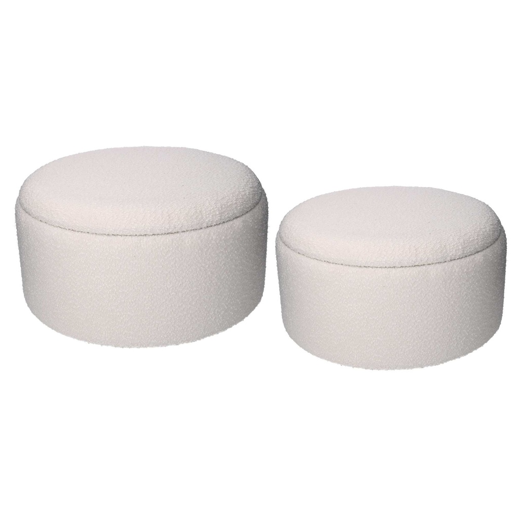 Puff Contenitore Tessuto Boucle 1-2 Crema Tondo ø60h33