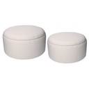 Puff Contenitore Tessuto Boucle 1-2 Crema Tondo ø60h33