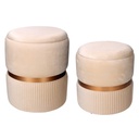 Puff Contenitore Velluto Crema ø39h49