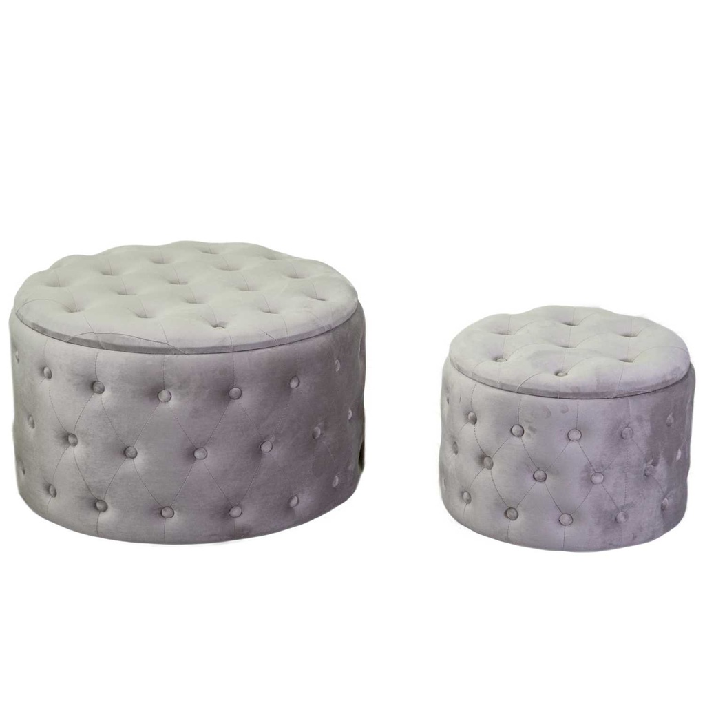 Puff velluto grigio chiaro ø70h42